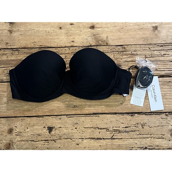 Calvin Klein Women's Black Molded Underwire Balconette Bikini Top Size M 11553 - Picture 1 of 7